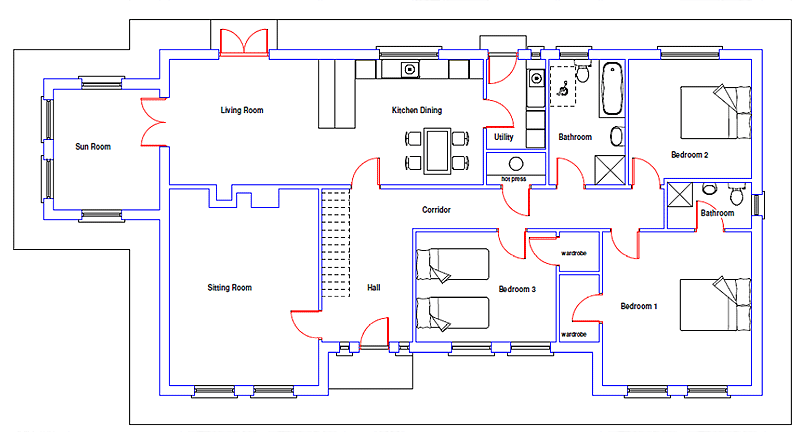 Riocht Bungalow House plan. Architectural designed
